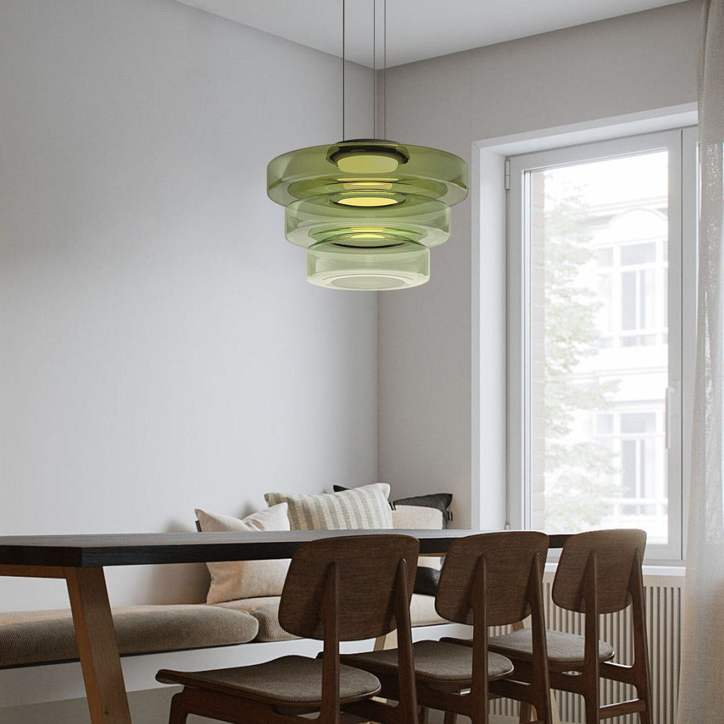 Suspension en verre à étages Jojo – Ambre, vert ou gris fumé, 1 à 3 niveaux
