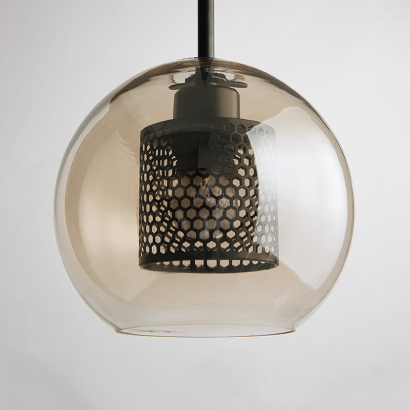 Suspension en verre Hessa – Globe ou cylindre, monture dorée ou argentée