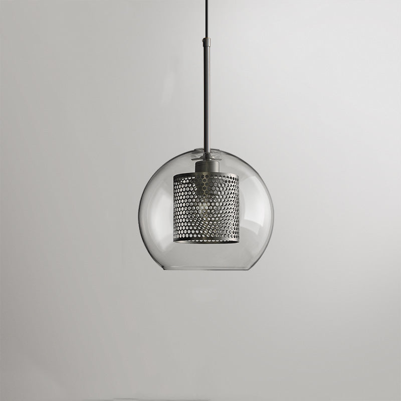 Suspension en verre Hessa – Globe ou cylindre, monture dorée ou argentée