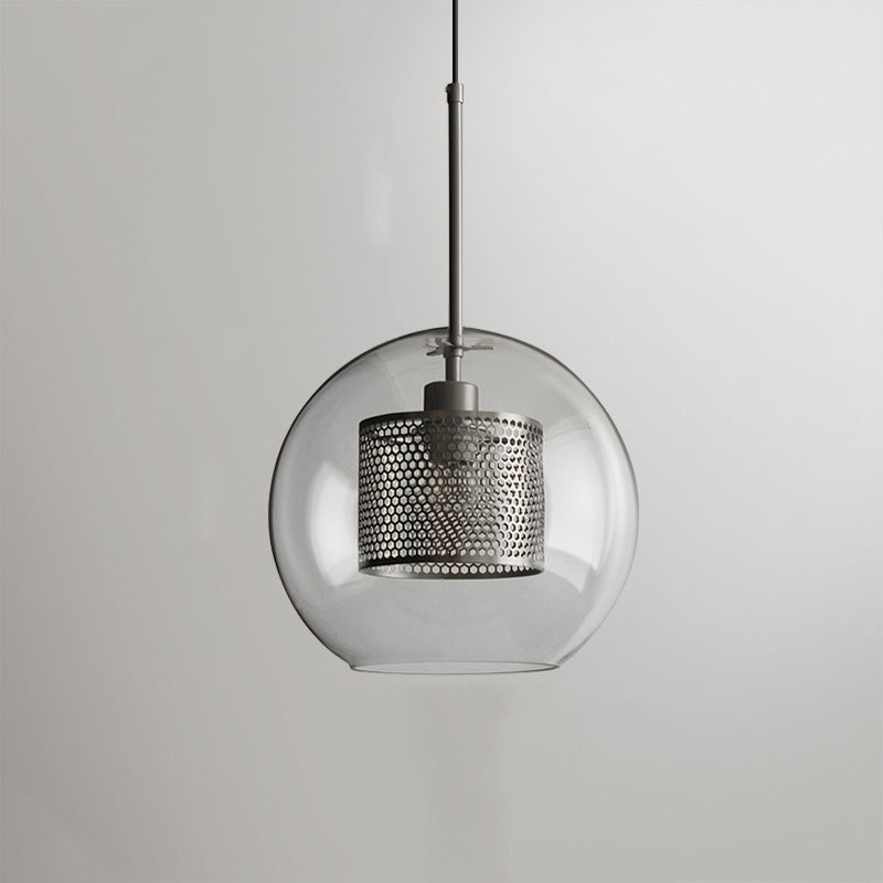 Suspension en verre Hessa – Globe ou cylindre, monture dorée ou argentée