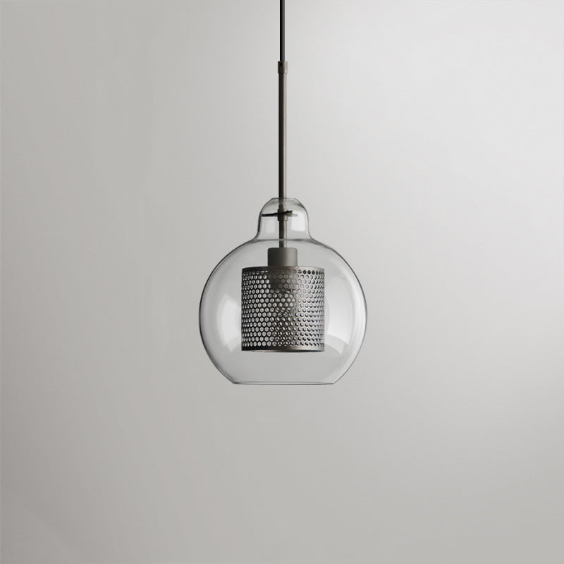 Suspension en verre Hessa – Globe ou cylindre, monture dorée ou argentée