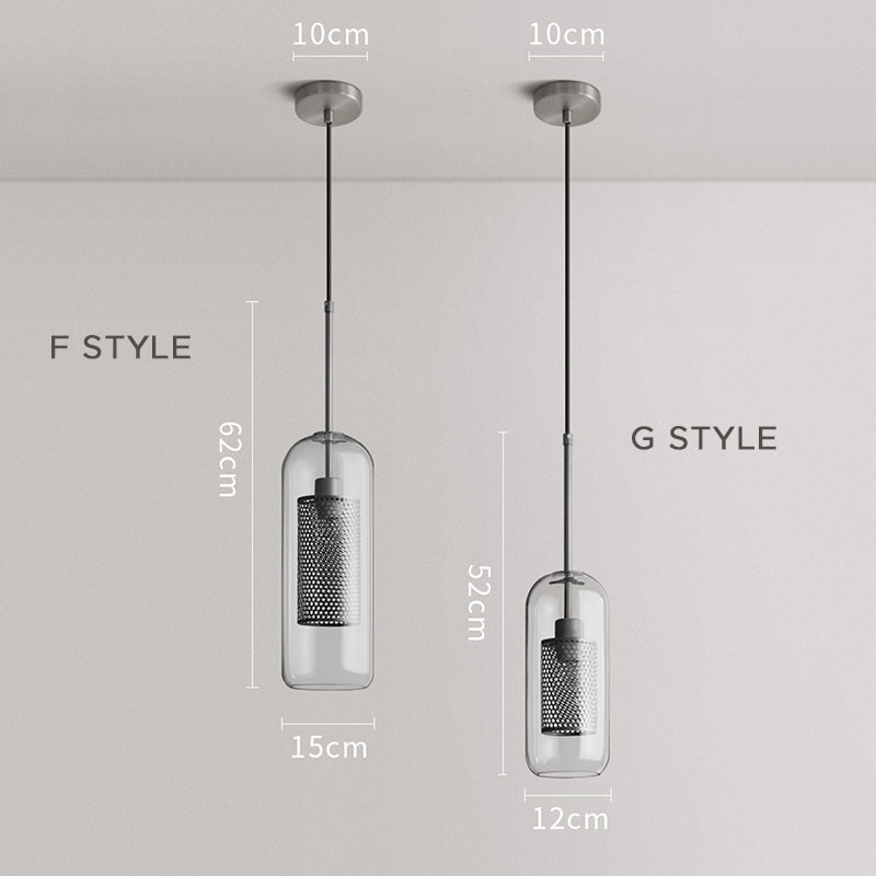 Suspension en verre Hessa – Globe ou cylindre, monture dorée ou argentée