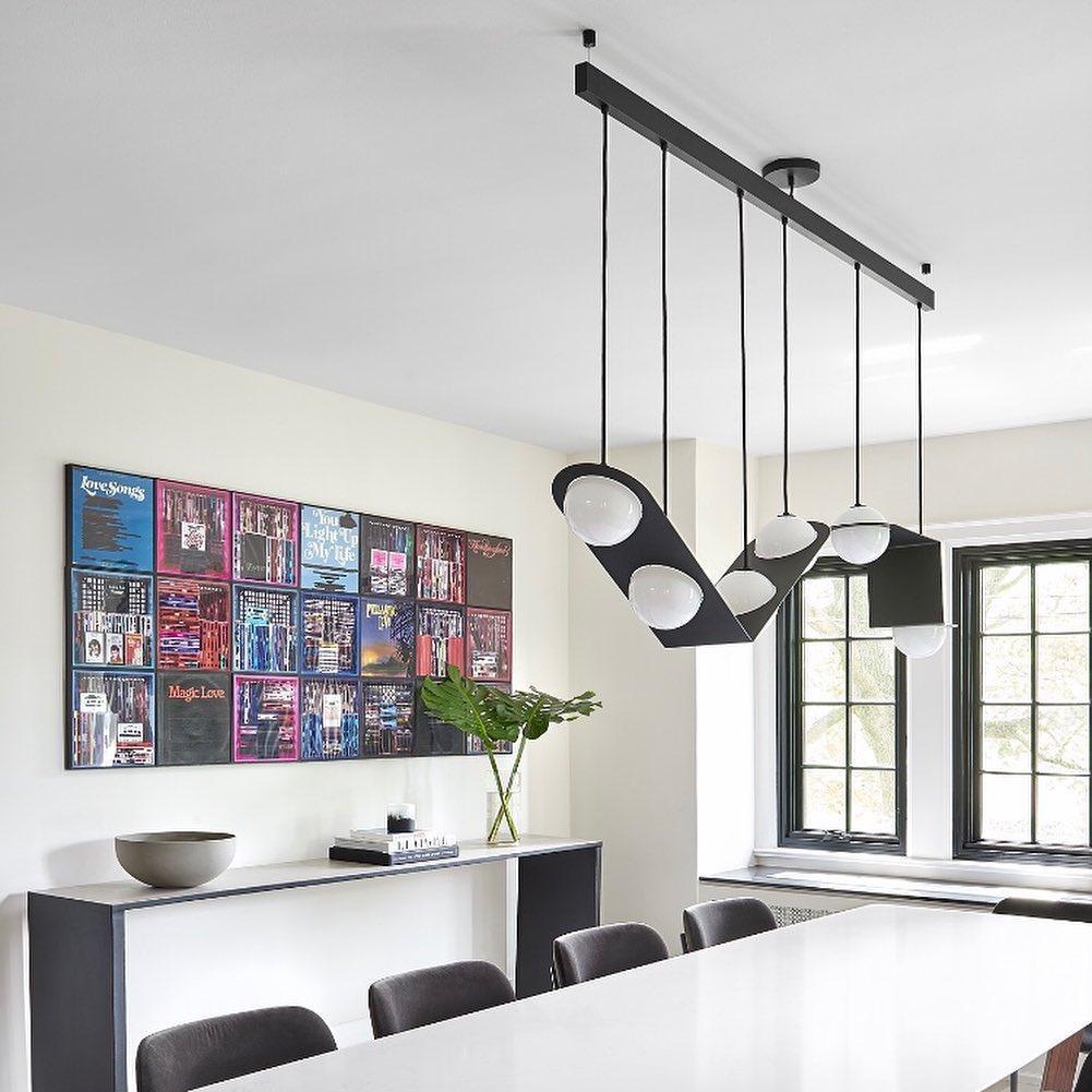 Suspension en verre noir et blanc Selan – Hauteur réglable, 9 formes au choix