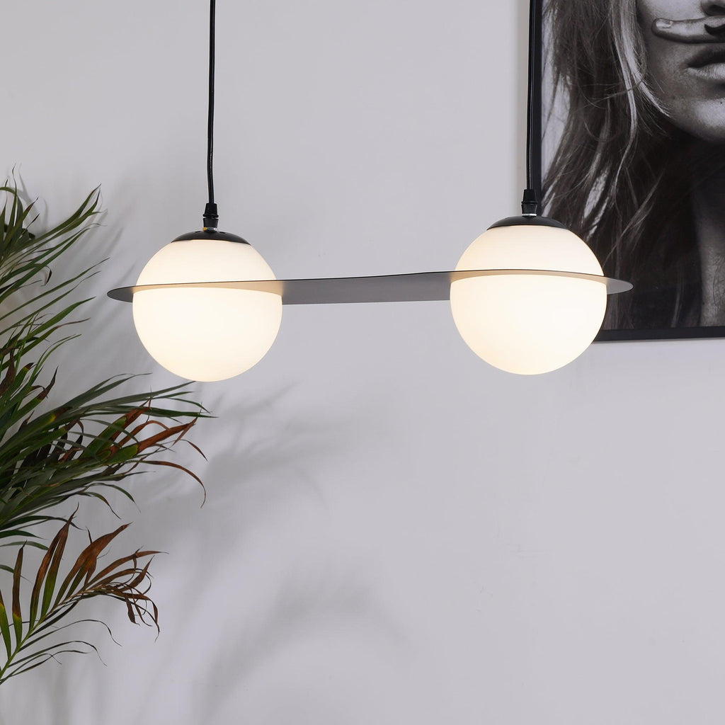 Suspension en verre noir et blanc Selan – Hauteur réglable, 9 formes au choix