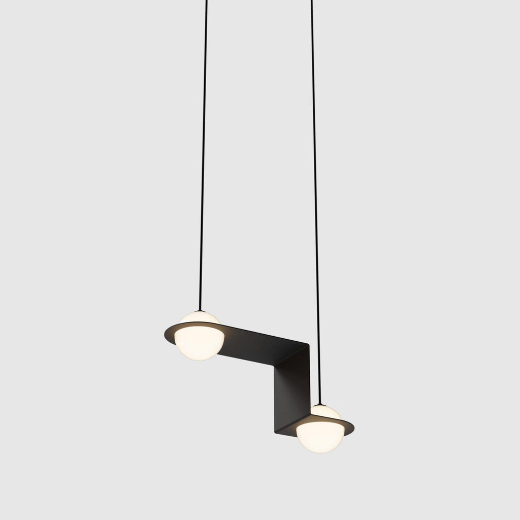 Suspension en verre noir et blanc Selan – Hauteur réglable, 9 formes au choix