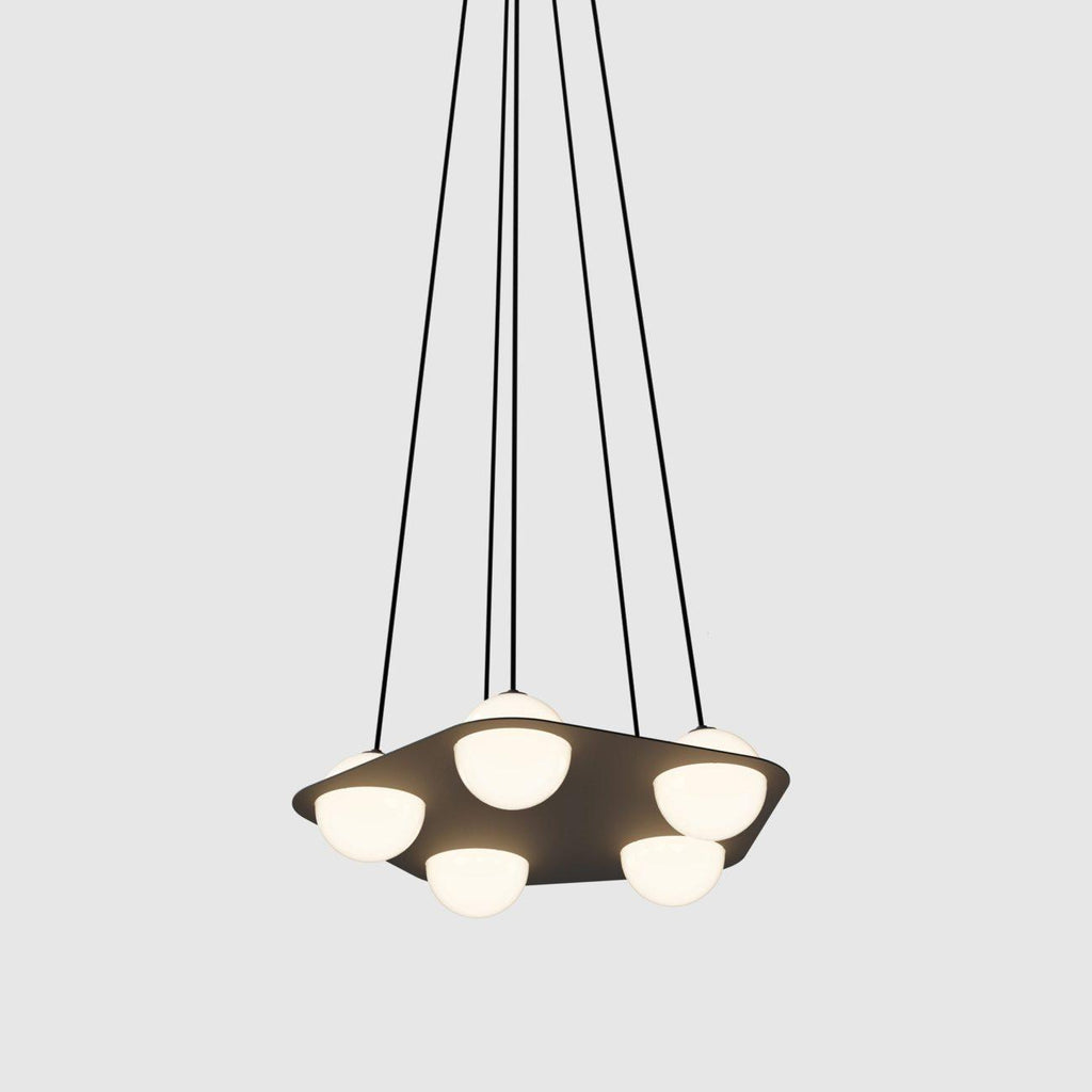 Suspension en verre noir et blanc Selan – Hauteur réglable, 9 formes au choix