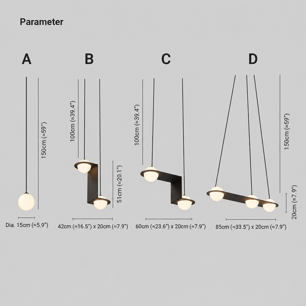 Suspension en verre noir et blanc Selan – Hauteur réglable, 9 formes au choix