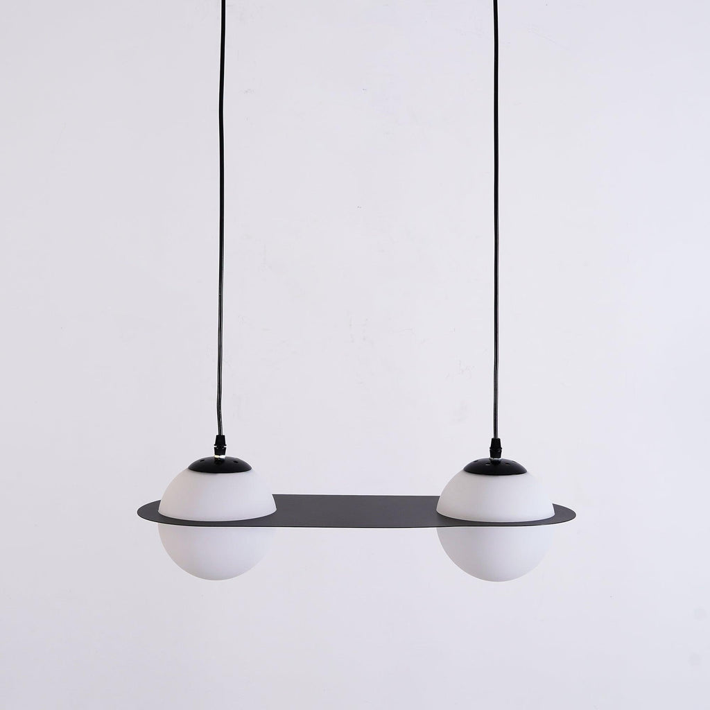 Suspension en verre noir et blanc Selan – Hauteur réglable, 9 formes au choix