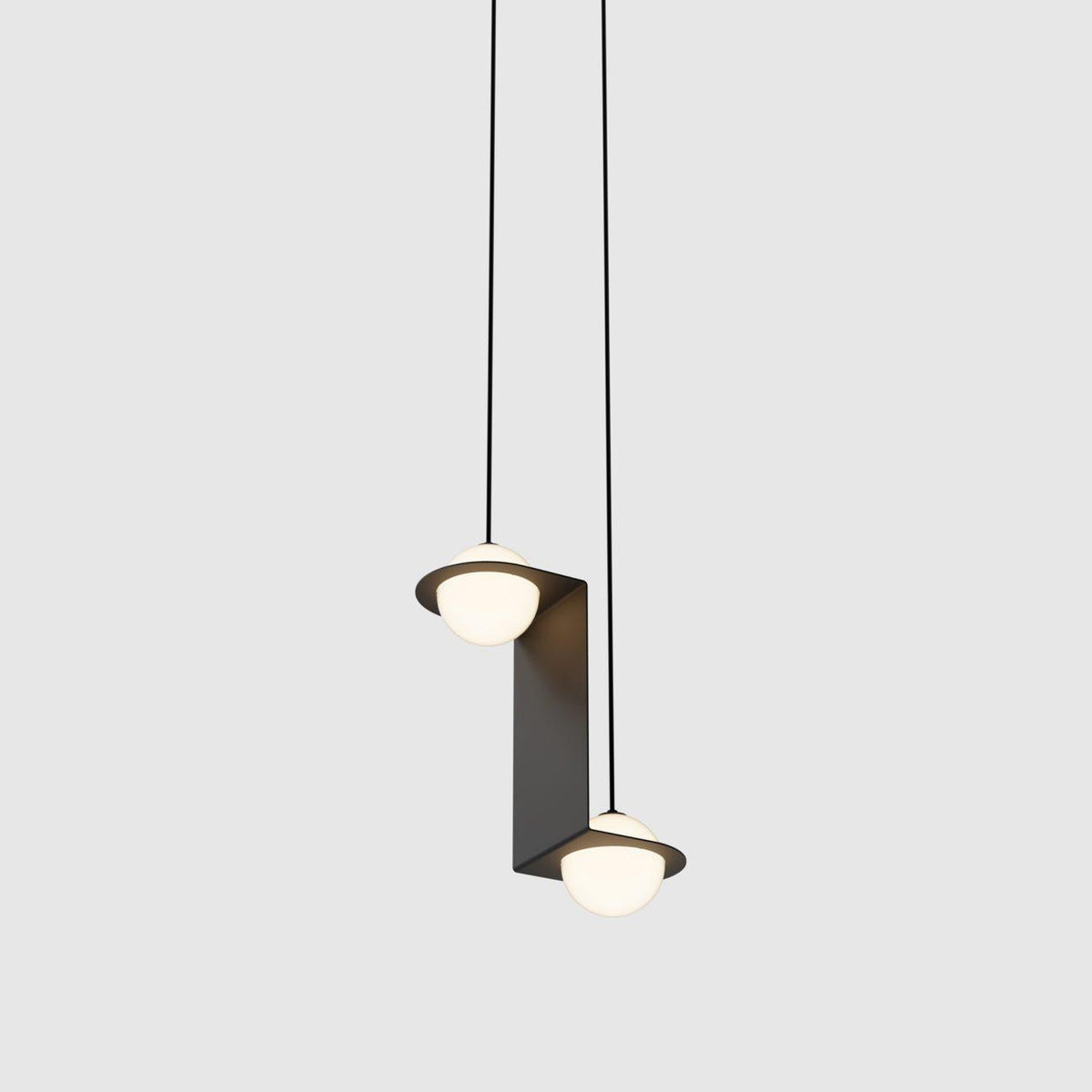 Suspension en verre noir et blanc Selan – Hauteur réglable, 9 formes au choix