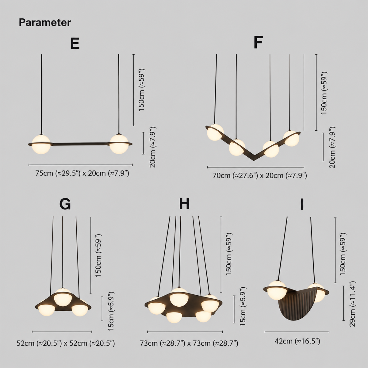 Suspension en verre noir et blanc Selan – Hauteur réglable, 9 formes au choix