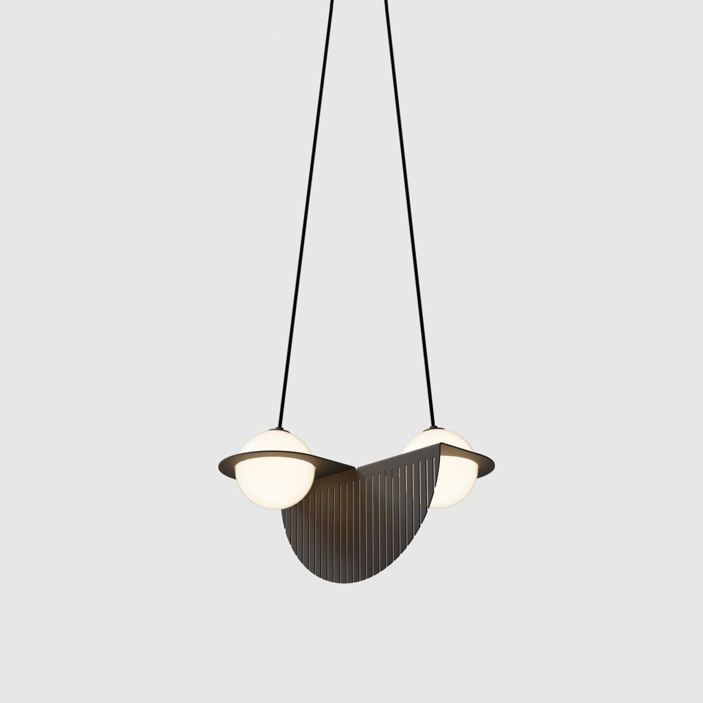 Suspension en verre noir et blanc Selan – Hauteur réglable, 9 formes au choix