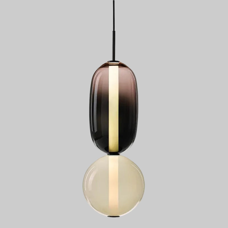 Suspension en verre ovale Syro – LED bicolore, dix combinaisons de couleurs
