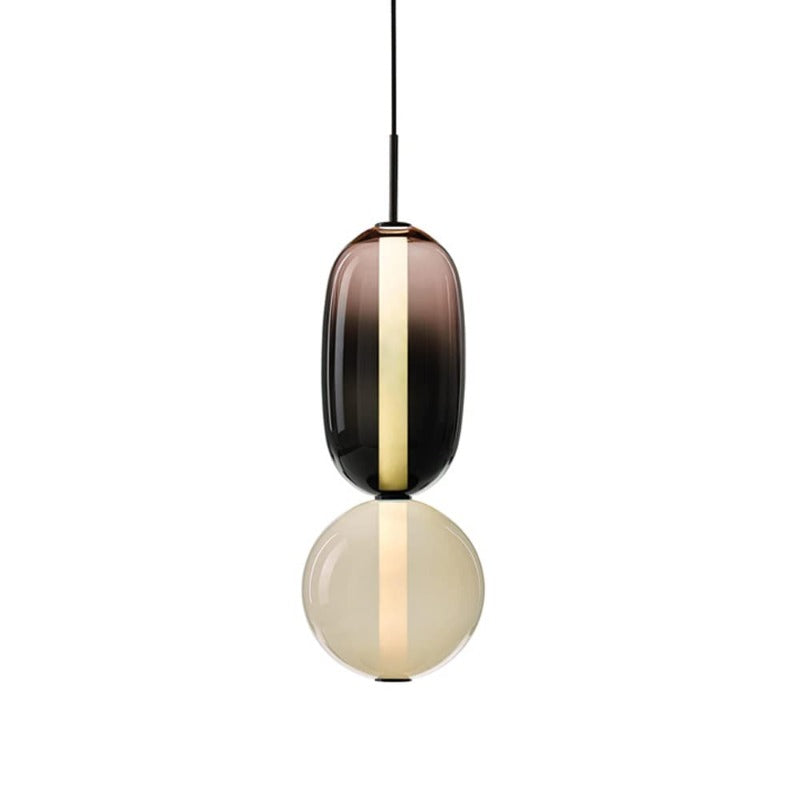 Suspension en verre ovale Syro – LED bicolore, dix combinaisons de couleurs