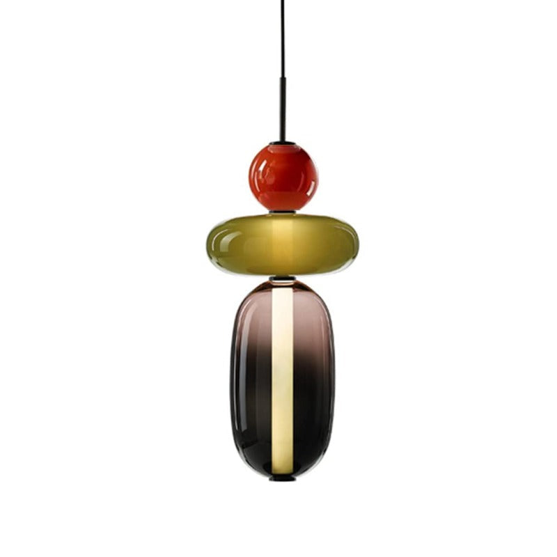 Suspension en verre ovale Syro – LED bicolore, dix combinaisons de couleurs