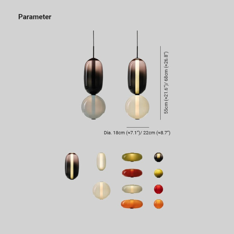 Suspension en verre ovale Syro – LED bicolore, dix combinaisons de couleurs