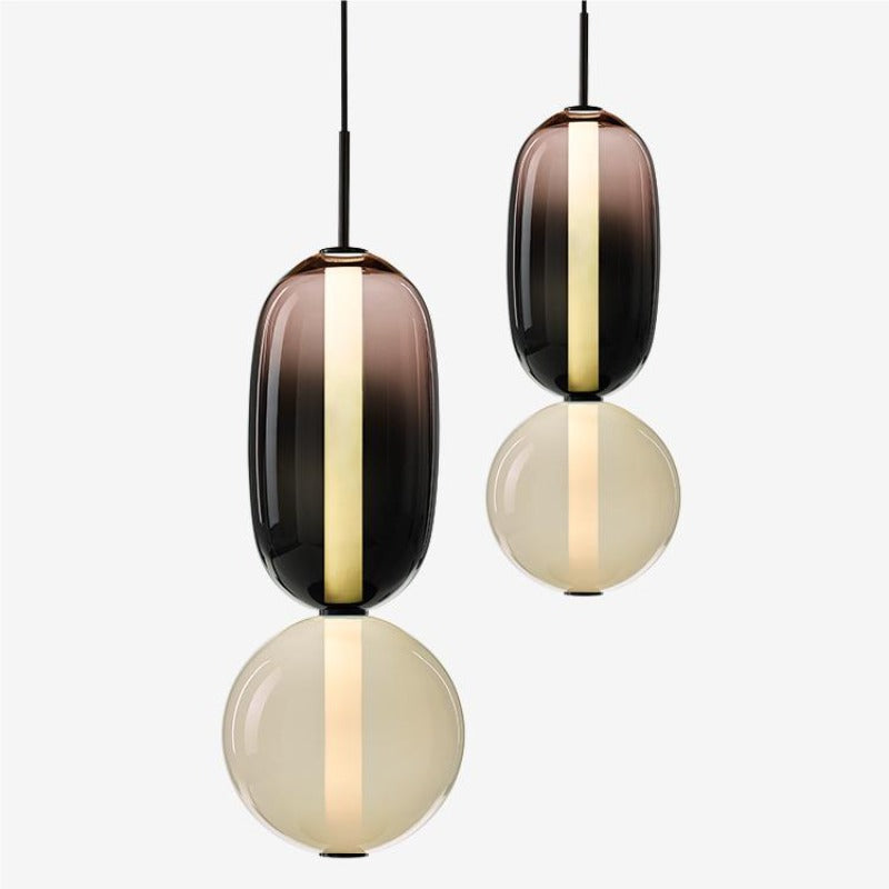 Suspension en verre ovale Syro – LED bicolore, dix combinaisons de couleurs
